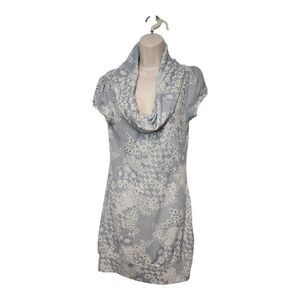 Decree Gray Lace Print Cowl Neck Dress Size Large